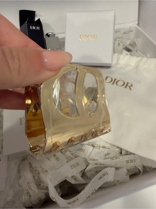 DIOR Gold \'CD\' Logo Hair Clip with Lip Gloss Bundle NEW main image 5